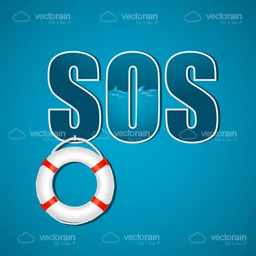 SOS Text with Lifebuoy